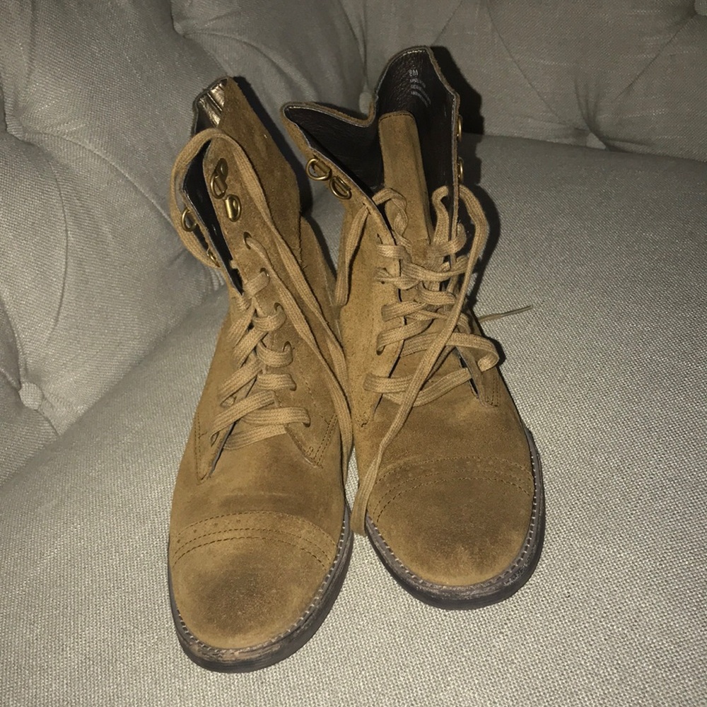 Suede Leather Lace Up Boots